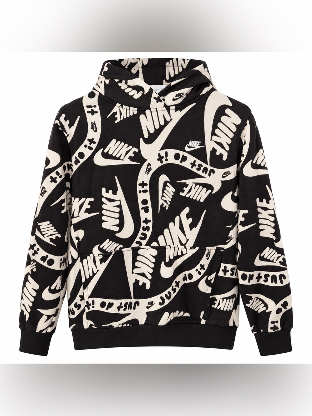 Nike Sportswear Club Fleece Kids XL Black Just Do It Graphic Hoodie - Picture 3 of 4
